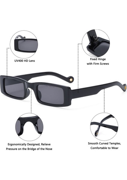 Gri Kese Tarzı Kadınlar Için Trend Kare Güneş Gözlüğü Retro Moda Dikdörtgen Güneş Gözlüğü Plaj Uv Koruma Güneş Gözlüğü (Yurt Dışından) modelleri