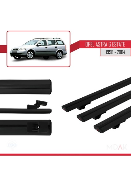 Opel Astra G (T98) Sw 1998-2004 Arası ile Uyumlu Basıc Model Ara Atkı Tavan Barı Siyah 3 Adet modelleri
