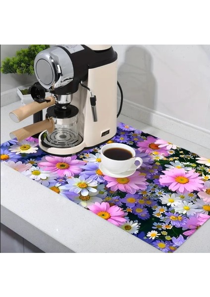 55 cm x 45 cm Renkli Çiçekler Desenli Tezgah Üstü Bulaşık Kurutma Matı Bulaşıklık Kurutma Örtüsü fiyatları