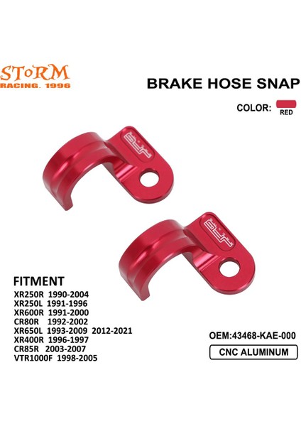 Honda XR250R XR250L XR600R CR80R XR650L XR400R CR85R VTR1000F Xr 250R 250L 600R L Cr Vtr Için Kırmızı Fren Hortumu Snap Motosiklet C (Yurt Dışından)