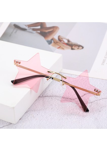 Kahverengi Tarzı Rimless Yıldız Şekilli Güneş Gözlüğü Sürüş Trendi Gözlük Kadın Erkek Parti Gözlük Komik Pentagram Gözlük Noel Dekor (Yurt Dışından) fırsatları