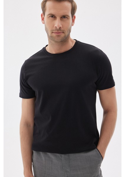 Slim Fit Dar Kesim Bisiklet Yaka %100 Pamuk 3'lü T-Shirt Paketi Lacivert fırsatları