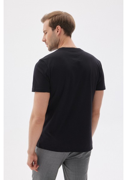 Slim Fit Dar Kesim Bisiklet Yaka %100 Pamuk 3'lü T-Shirt Paketi Lacivert indirimleri