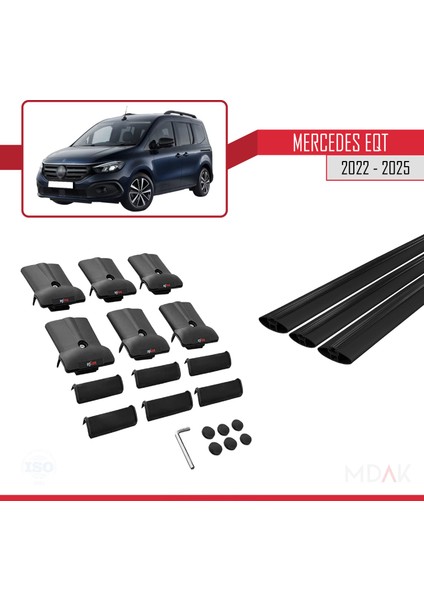 Mercedes Eqt / Citan W420 2022-2025 Arası ile Uyumlu Fly Model Ara Atkı Tavan Barı Siyah 3 Adet indirimleri