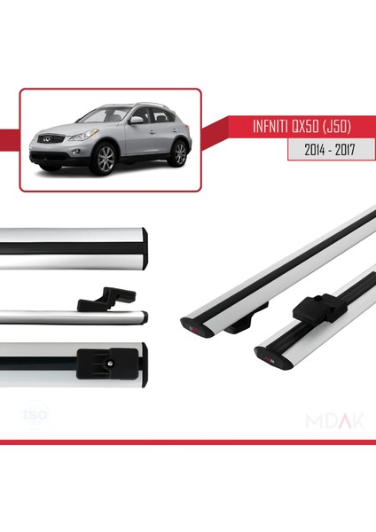 Infiniti QX50 (J50) 2014-2017 Arası ile Uyumlu Basıc Model Ara Atkı Tavan Barı Gri 2 Adet