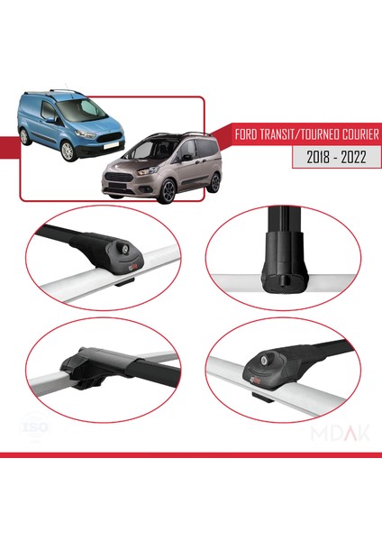 Ford Transit/tourneo Courier Post-Facelift 2018-2022 Arası ile Uyumlu Ace-1 Ara Atkı Tavan Barı Siyah 2 Adet fırsatları