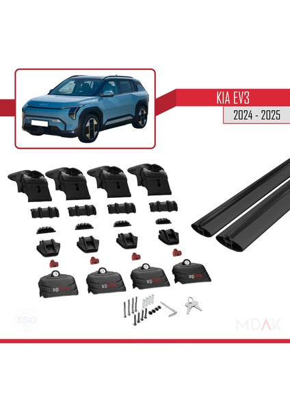 Kia Ev3 2024-2025 Arası ile Uyumlu Ace-2 Ara Atkı Tavan Barı Siyah 2 Adet indirimleri