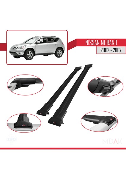 Nissan Murano 2002-2007 Arası ile Uyumlu Fly Model Ara Atkı Tavan Barı Siyah 2 Adet modelleri