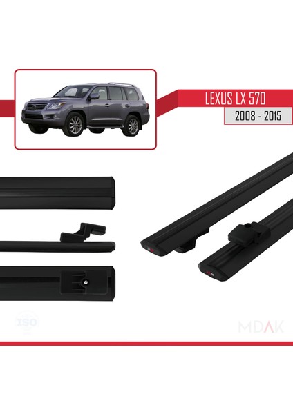 Lexus Lx 570 2008-2015 Arası ile Uyumlu Basıc Model Ara Atkı Tavan Barı Siyah 2 Adet