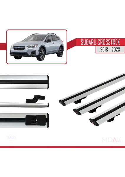 Subaru Crosstrek 2018-2023 Arası ile Uyumlu Basıc Model Ara Atkı Tavan Barı Gri 3 Adet modelleri