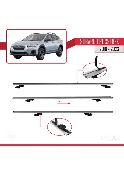 Subaru Crosstrek 2018-2023 Arası ile Uyumlu Basıc Model Ara Atkı Tavan Barı Gri 3 Adet indirimleri