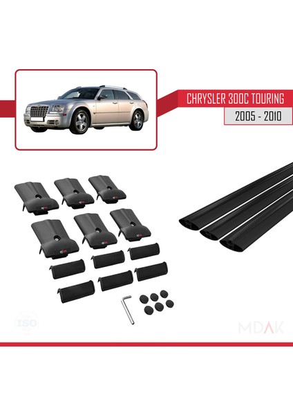 Chrysler 300C Touring 2005-2010 Arası ile Uyumlu Fly Model Ara Atkı Tavan Barı Siyah 3 Adet indirimleri