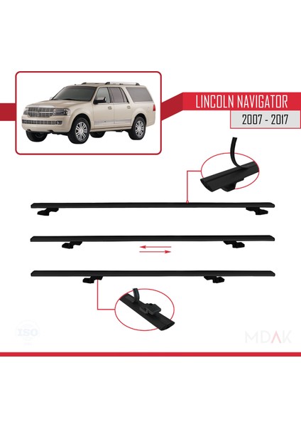 Lincoln Navigator 2007-2017 Arası ile Uyumlu Basıc Model Ara Atkı Tavan Barı Siyah 3 Adet indirimleri