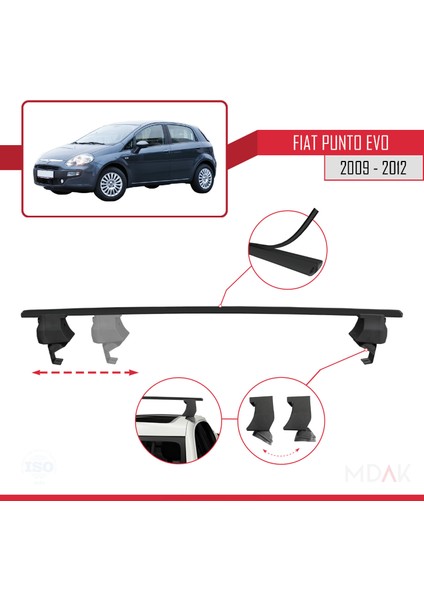 Fiat Punto Evo (199) 2009-2012 Arası ile Uyumlu Ace-4 Ara Atkı Tavan Barı Siyah 2 Adet modelleri