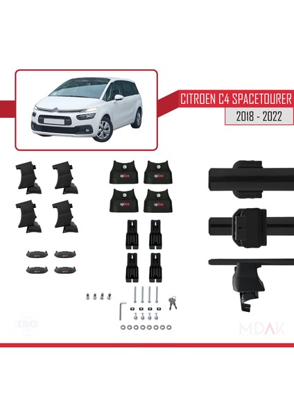 Citroen C4 Spacetourer 2018-2022 Arası ile Uyumlu Ace-4 Ara Atkı Tavan Barı Siyah 2 Adet indirimleri