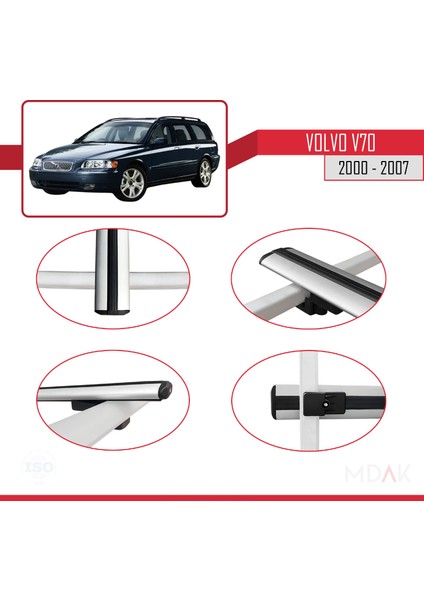 Volvo V70 2000-2007 Arası ile Uyumlu Basıc Model Ara Atkı Tavan Barı Gri 2 Adet fırsatları