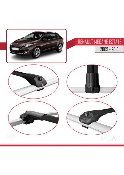 Renault Megane 3 St 2009-2015 Arası ile Uyumlu Ace-1 Ara Atkı Tavan Barı Siyah 3 Adet fırsatları
