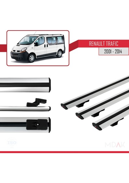 Renault Trafic 2 (X83) 2001-2014 Arası ile Uyumlu Basıc Model Ara Atkı Tavan Barı Gri 3 Adet modelleri