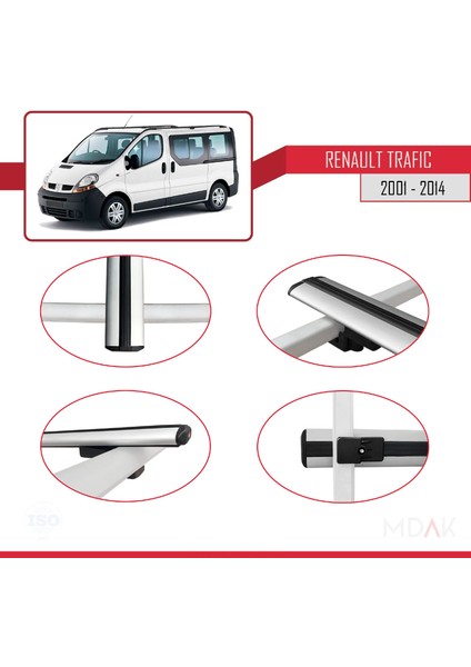Renault Trafic 2 (X83) 2001-2014 Arası ile Uyumlu Basıc Model Ara Atkı Tavan Barı Gri 3 Adet fırsatları