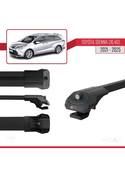 Toyota Sienna 4 (XL40) 2021 ve Sonrası ile Uyumlu Ace-1 Ara Atkı Tavan Barı Siyah 2 Adet modelleri