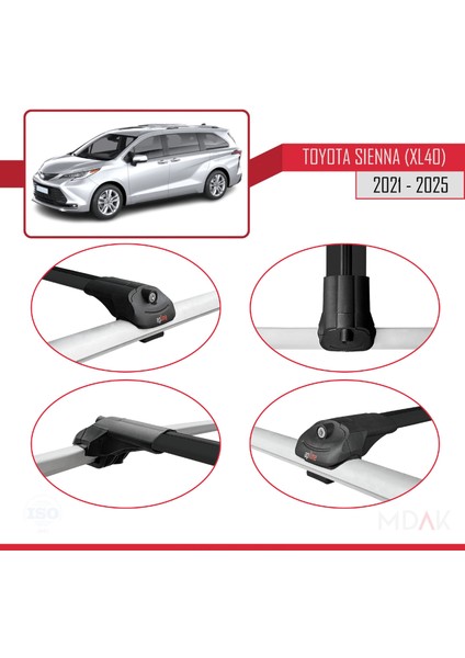 Toyota Sienna 4 (XL40) 2021 ve Sonrası ile Uyumlu Ace-1 Ara Atkı Tavan Barı Siyah 2 Adet fırsatları