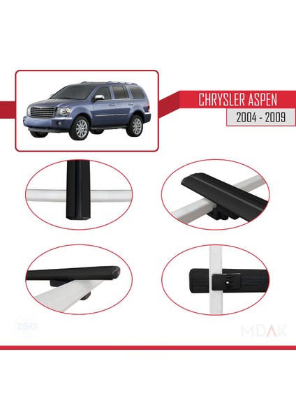 Chrysler Aspen 2004-2009 Arası ile Uyumlu Basıc Model Ara Atkı Tavan Barı Siyah 2 Adet fırsatları