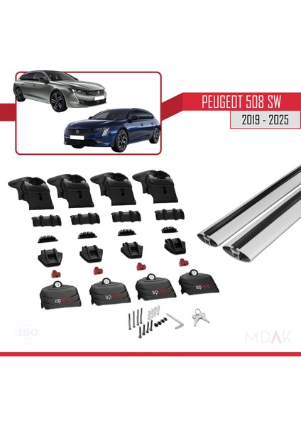 Peugeot 508 Sw 2019-2025 Arası ile Uyumlu Ace-2 Ara Atkı Tavan Barı Gri 2 Adet indirimleri