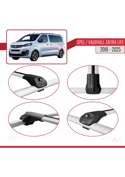 Opel Zafira Life 2019 ve Sonrası ile Uyumlu Ace-1 Ara Atkı Tavan Barı Gri 2 Adet fırsatları