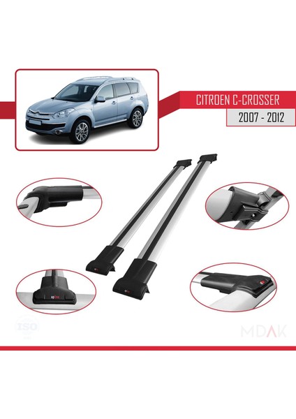 Citroen C-Crosser 2007-2012 Arası ile Uyumlu Fly Model Ara Atkı Tavan Barı Gri 2 Adet fırsatları