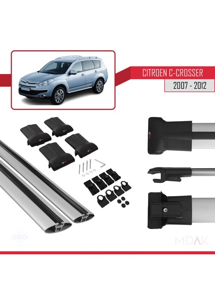 Citroen C-Crosser 2007-2012 Arası ile Uyumlu Fly Model Ara Atkı Tavan Barı Gri 2 Adet indirimleri