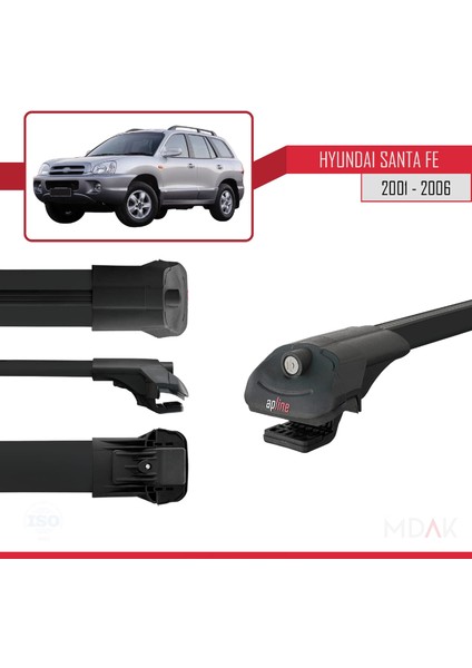 Hyundai Santa Fe (Sm) 2001-2006 Arası ile Uyumlu Ace-1 Ara Atkı Tavan Barı Siyah 2 Adet modelleri