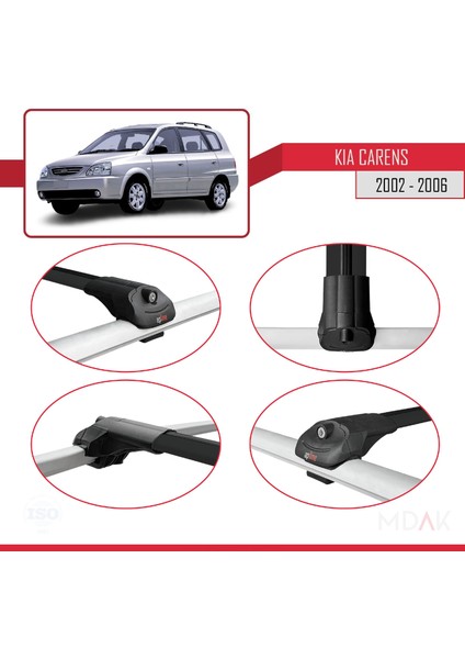 Kia Carens Post-Facelift 2002-2006 Arası ile Uyumlu Ace-1 Ara Atkı Tavan Barı Siyah 2 Adet fırsatları