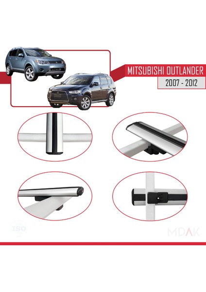 Mitsubishi Outlander 2 2007-2012 Arası ile Uyumlu Basıc Model Ara Atkı Tavan Barı Gri 3 Adet fırsatları