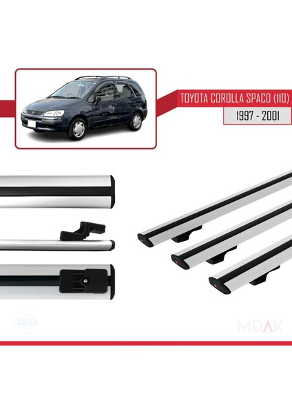 Toyota Corolla Spacio (E110) 1997-2001 Arası ile Uyumlu Basıc Model Ara Atkı Tavan Barı Gri 3 Adet modelleri