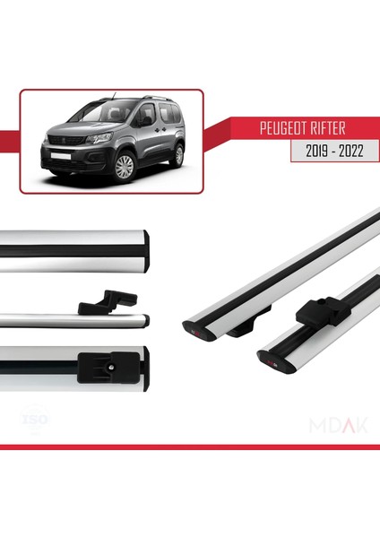 Peugeot Rifter 2019-2022 Arası ile Uyumlu Basıc Model Ara Atkı Tavan Barı Gri 2 Adet