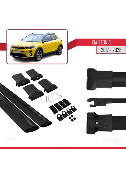 Kia Stonic 2017 ve Sonrası ile Uyumlu Fly Model Ara Atkı Tavan Barı Siyah 2 Adet indirimleri