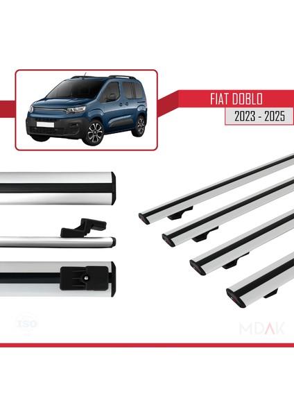 Fiat Doblo 3 2023 ve Sonrası ile Uyumlu Basıc Model Ara Atkı Tavan Barı Gri 4 Adet fırsatları