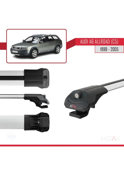 A6 (C5) Allroad 1999-2005 Arası ile Uyumlu Ace-1 Ara Atkı Tavan Barı Gri 3 Adet modelleri