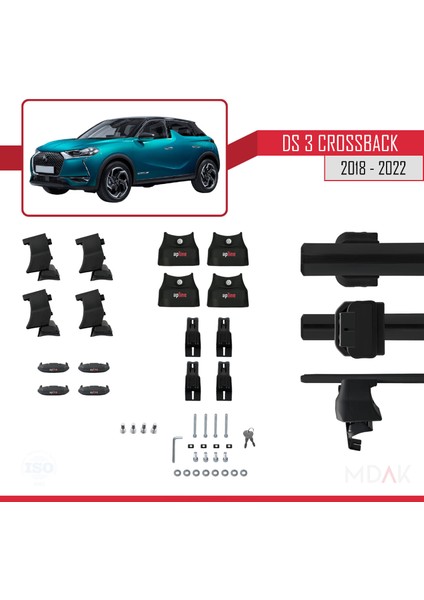 Ds 3 Crossback 2018-2022 Arası ile Uyumlu Ace-4 Ara Atkı Tavan Barı Siyah 2 Adet indirimleri