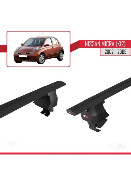 Nissan Micra 3 (K12) 2002-2009 Arası ile Uyumlu Ace-4 Ara Atkı Tavan Barı Siyah 2 Adet fırsatları