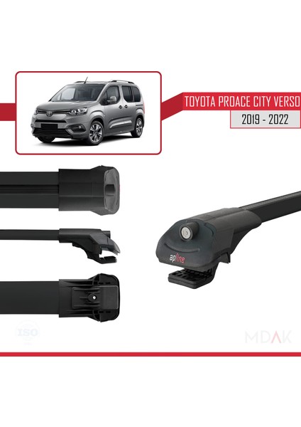 Toyota Proace City Verso 2019-2022 Arası ile Uyumlu Ace-1 Ara Atkı Tavan Barı Siyah 4 Adet modelleri