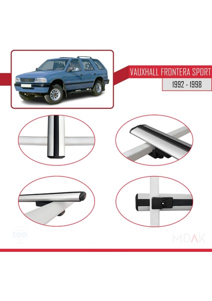 Vauxhall Frontera Sport 1992-1998 Arası ile Uyumlu Basıc Model Ara Atkı Tavan Barı Gri 3 Adet fırsatları