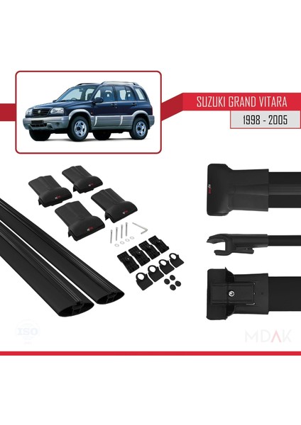 Suzuki Grand Vitara (Ft) 1998-2005 Arası ile Uyumlu Fly Model Ara Atkı Tavan Barı Siyah 2 Adet indirimleri