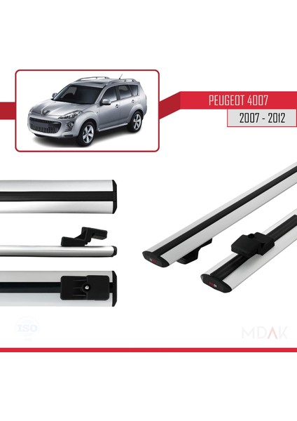 Peugeot 4007 2007-2012 Arası ile Uyumlu Basıc Model Ara Atkı Tavan Barı Gri 2 Adet modelleri
