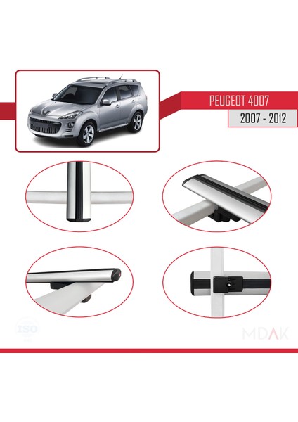 Peugeot 4007 2007-2012 Arası ile Uyumlu Basıc Model Ara Atkı Tavan Barı Gri 2 Adet fırsatları