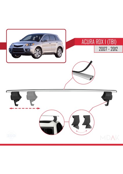 Acura Rdx (Tb1/2) 2007-2012 Arası ile Uyumlu Ace-4 Ara Atkı Tavan Barı Gri 2 Adet modelleri