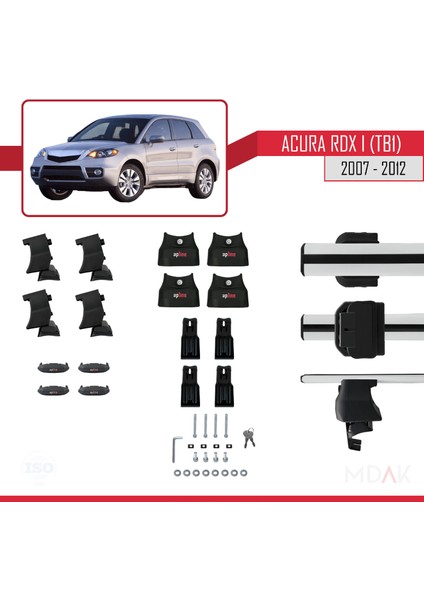 Acura Rdx (Tb1/2) 2007-2012 Arası ile Uyumlu Ace-4 Ara Atkı Tavan Barı Gri 2 Adet indirimleri