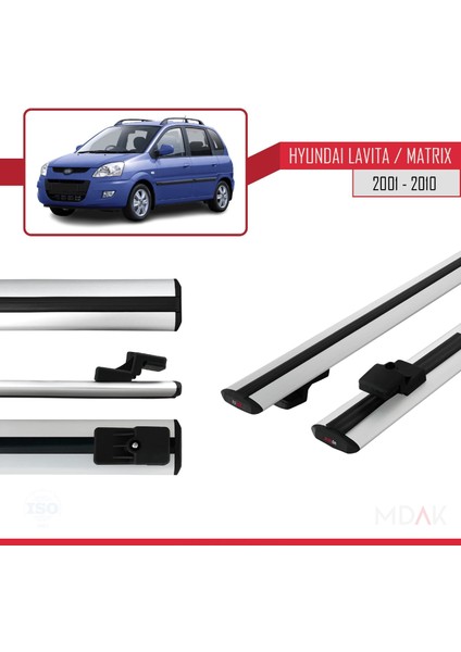Hyundai Matrix (Fc) 2001-2010 Arası ile Uyumlu Basıc Model Ara Atkı Tavan Barı Gri 2 Adet modelleri