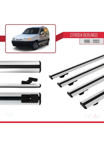 Citroen Berlingo (M49) 1996-2003 Arası ile Uyumlu Basıc Model Ara Atkı Tavan Barı Gri 4 Adet modelleri