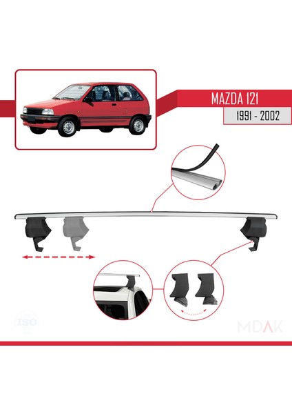Mazda 121 1991-2002 Arası ile Uyumlu Ace-4 Ara Atkı Tavan Barı Gri 2 Adet modelleri